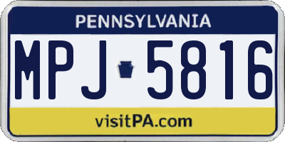 PA license plate MPJ5816