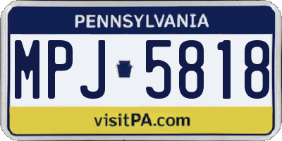 PA license plate MPJ5818