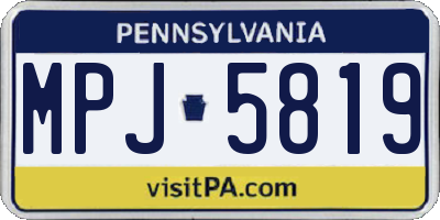PA license plate MPJ5819