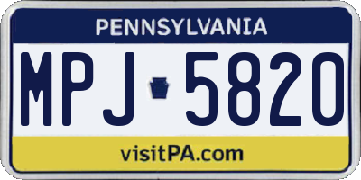 PA license plate MPJ5820