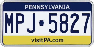 PA license plate MPJ5827