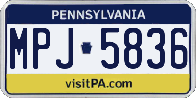 PA license plate MPJ5836