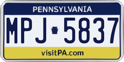 PA license plate MPJ5837