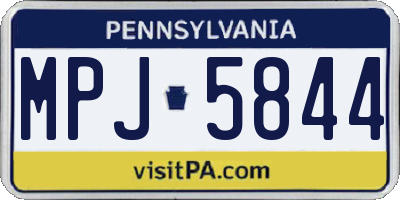 PA license plate MPJ5844