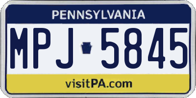 PA license plate MPJ5845