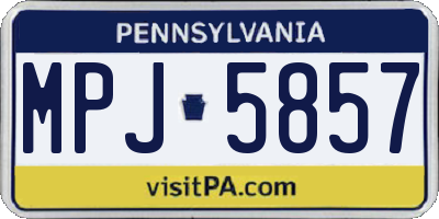 PA license plate MPJ5857