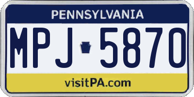 PA license plate MPJ5870