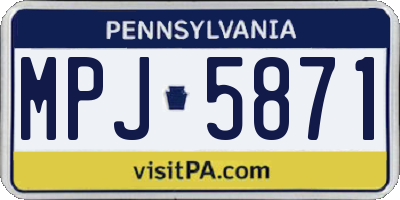 PA license plate MPJ5871