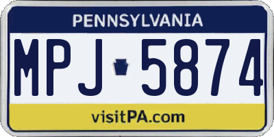 PA license plate MPJ5874