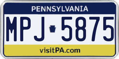 PA license plate MPJ5875
