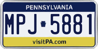 PA license plate MPJ5881
