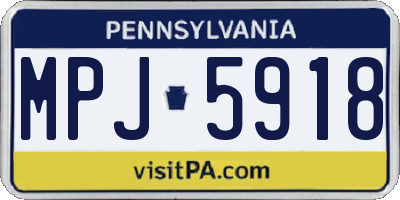 PA license plate MPJ5918