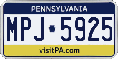 PA license plate MPJ5925