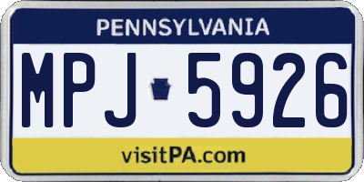 PA license plate MPJ5926