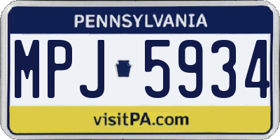 PA license plate MPJ5934