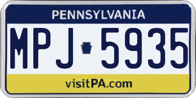 PA license plate MPJ5935