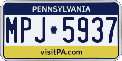 PA license plate MPJ5937