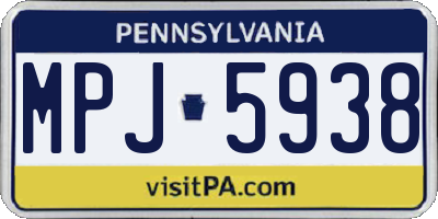 PA license plate MPJ5938