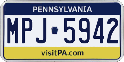 PA license plate MPJ5942
