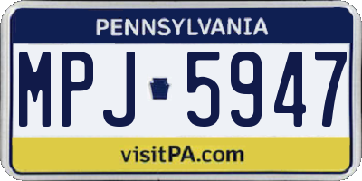 PA license plate MPJ5947