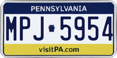PA license plate MPJ5954