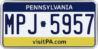 PA license plate MPJ5957