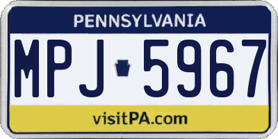 PA license plate MPJ5967
