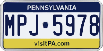 PA license plate MPJ5978