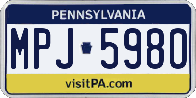 PA license plate MPJ5980