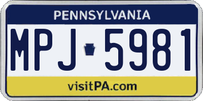 PA license plate MPJ5981