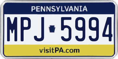PA license plate MPJ5994