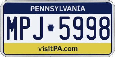PA license plate MPJ5998