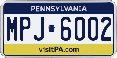 PA license plate MPJ6002