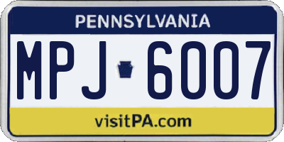PA license plate MPJ6007
