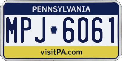 PA license plate MPJ6061