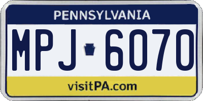 PA license plate MPJ6070