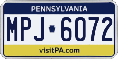 PA license plate MPJ6072