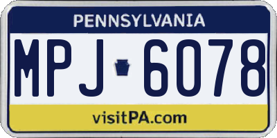 PA license plate MPJ6078