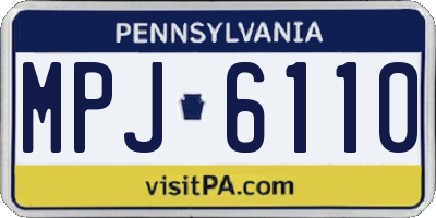 PA license plate MPJ6110