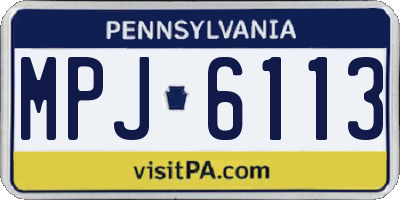 PA license plate MPJ6113