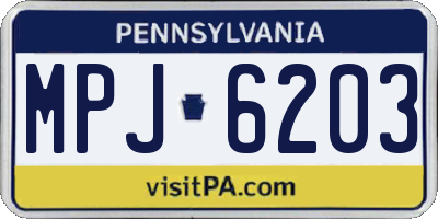 PA license plate MPJ6203
