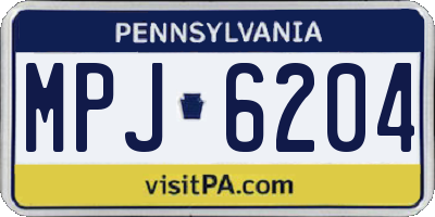 PA license plate MPJ6204