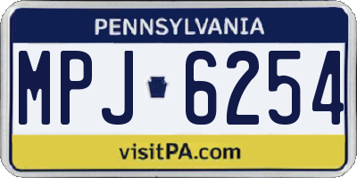 PA license plate MPJ6254