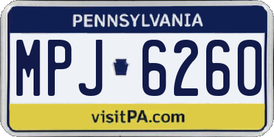 PA license plate MPJ6260