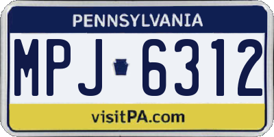 PA license plate MPJ6312
