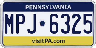 PA license plate MPJ6325