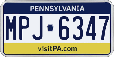 PA license plate MPJ6347