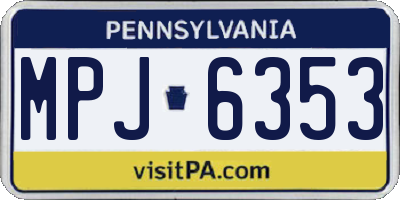 PA license plate MPJ6353