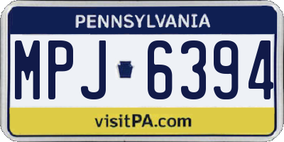 PA license plate MPJ6394