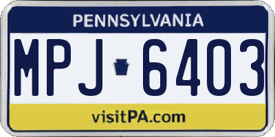 PA license plate MPJ6403